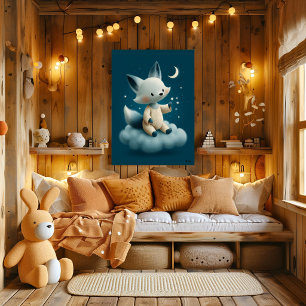 Poster Rapariga Raposa na Nuvem Berçário Hora de Dormir