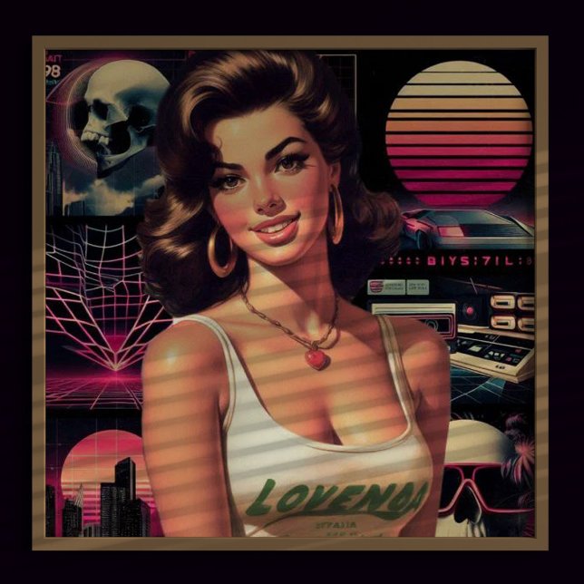 Poster Rapariga Retrowave dos anos 80 (Criador carregado)