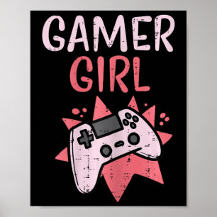 Poster Rapariga Rosa Game Controller Gaming Mulheres