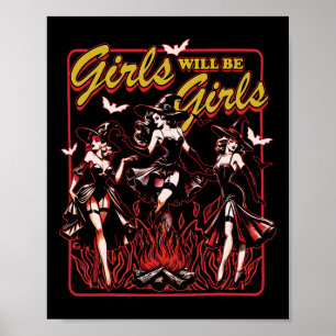Poster Rapariga Serão Meninas Bruxas Feministas do Dia da