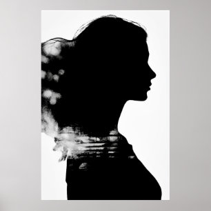 Poster Rapariga Silhouette Scenical Black & White Modern