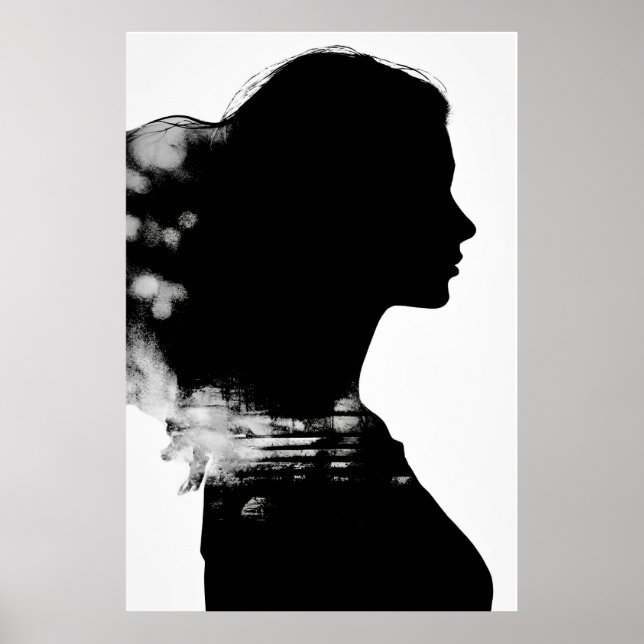 Poster Rapariga Silhouette Scenical Black & White Modern  (Frente)