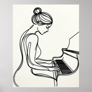 Poster Rapariga Tocando Piano - Arte em Linha