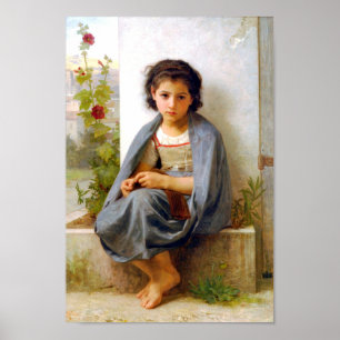 Poster Rapariga tricotando, Bouguereau