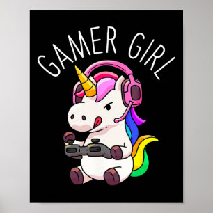Poster Rapariga Unicórnio Jogo Gaming Cute Jogo Gift Gift