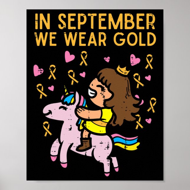 Poster Rapariga Unicórnio Veste setembro Cancer Dourado d (Frente)