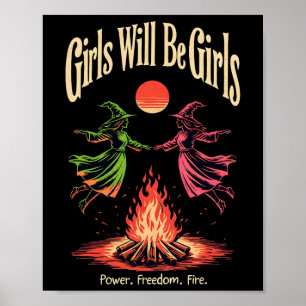 Poster Rapariga Vai Ser Bruxa Feminista do Dia das Bruxas