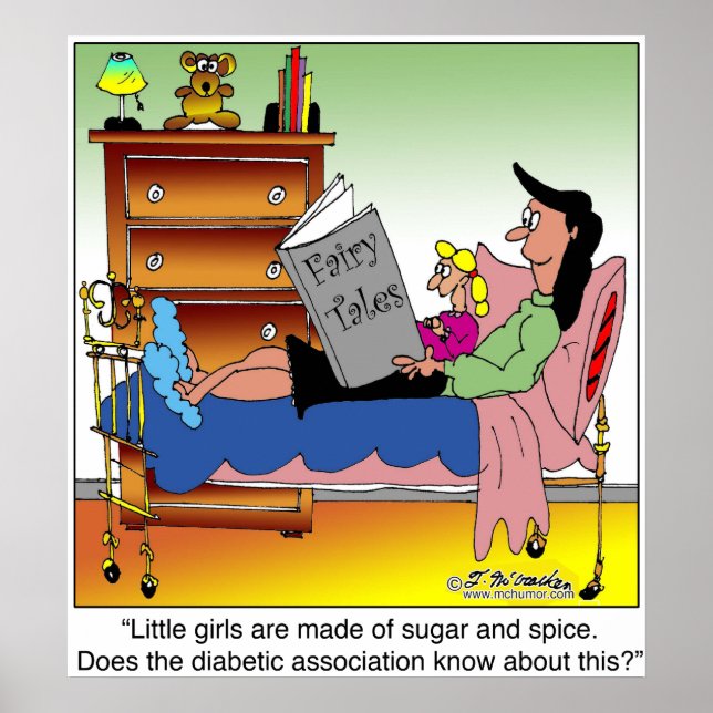 Pôster Raparigas, Açúcar, Especiarias e Diabetes (Frente)