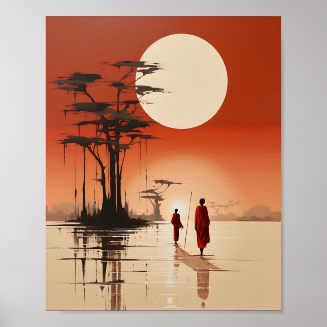 Poster Raparigas Africanas Ilustram Arte Africana Minimal (Frente)