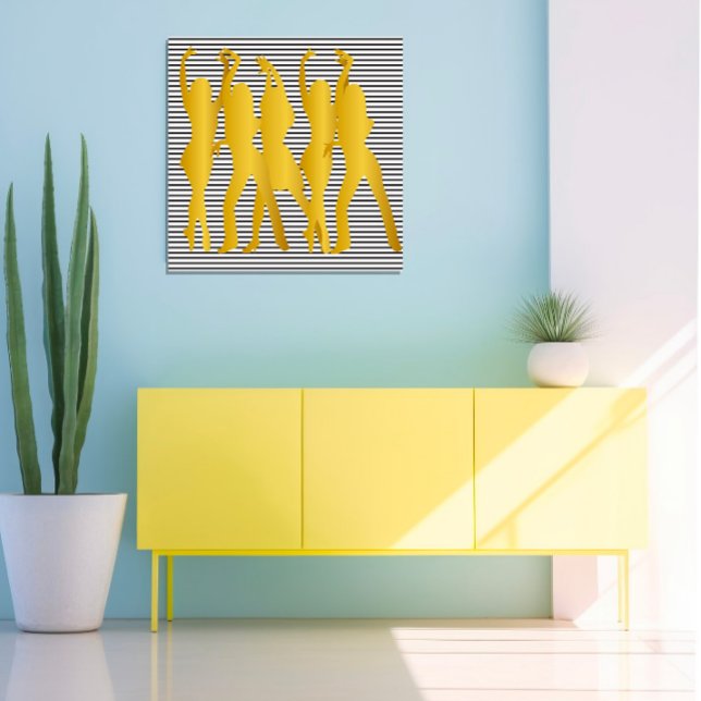 Pôster Raparigas Dançarinas de Hip Modernas Strips Branca (Modern Hip Hop Dance Girls Stripes Black White Poster)