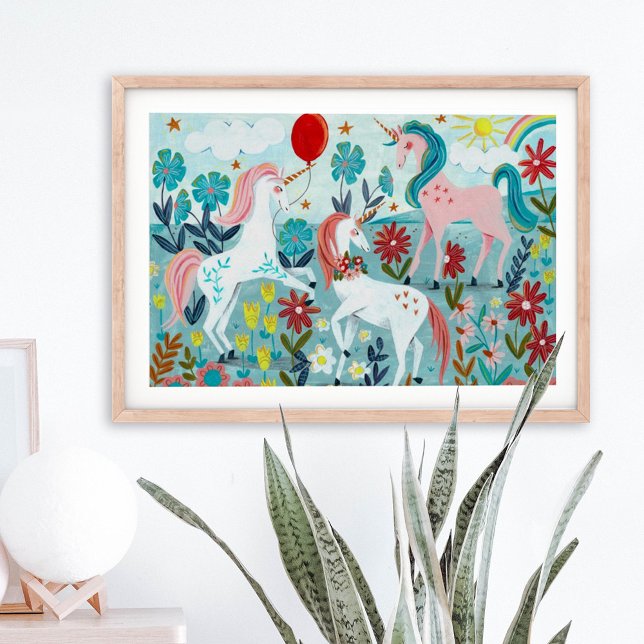 Poster Raparigas do arco-íris bonitinhas do Unicórnio (Criador carregado)