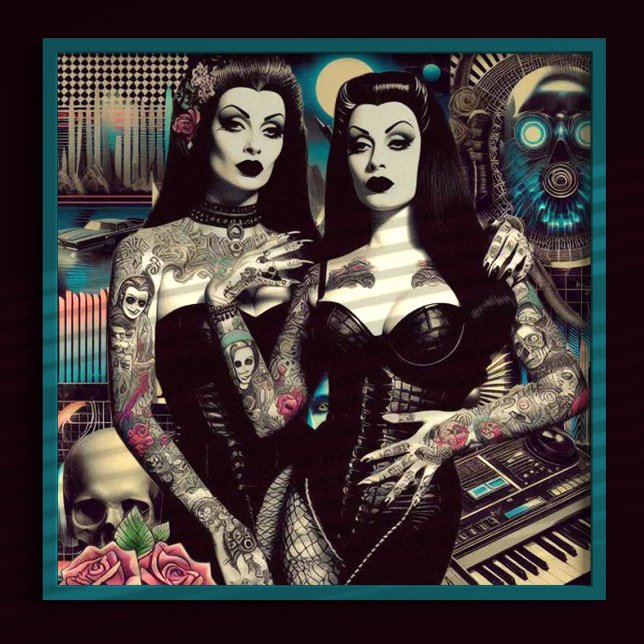 Poster Raparigas Góticos Retrowave (Criador carregado)