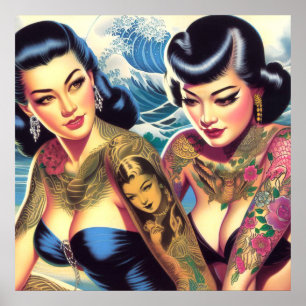 Poster Raparigas Orientais Tatuadas