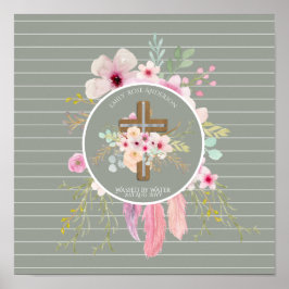 Poster Raparigas Personalizadas BAPTISM - Sage Floral Cro