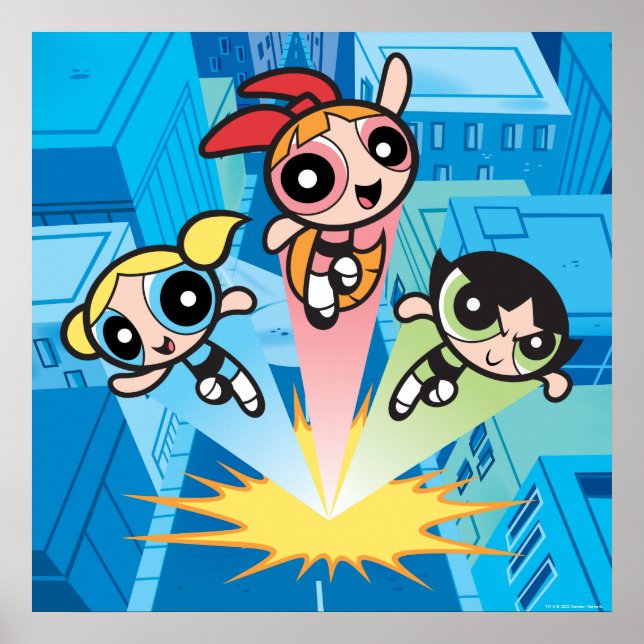 Poster Raparigas Powerpuff Lançam No Ar (Frente)