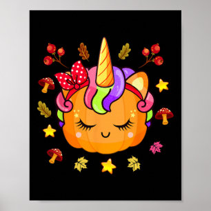 Poster Raparigas Pumpkin Cute Unicorn Pumpkin Fall Autumn