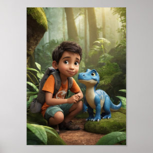 Poster Rapaz Aventurado e Dinossauro Amigável