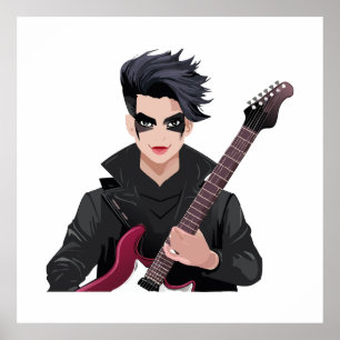 Poster Rapaz emo com cabelo preto