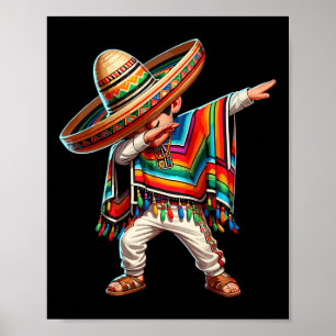 Poster Rapaz Mexicano Dabbing Poncho Cinco De Mayo