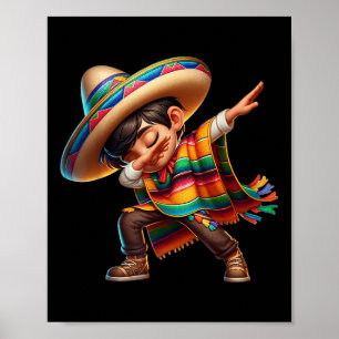 Poster Rapaz Mexicano Dabbing Poncho Cinco De Mayo