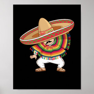 Poster Rapaz Mexicano Dabbing Poncho Cinco de Mayo