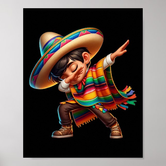 Poster Rapaz Mexicano Dabbing Poncho Cinco De Mayo 2 (Frente)