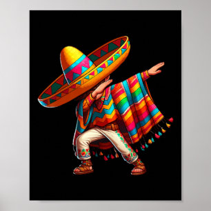 Poster Rapaz Mexicano Dabbing Poncho Cinco De Mayo 3