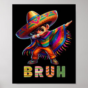 Poster Rapaz Mexicano Dabbing Poncho Cinco De Mayo Funny 