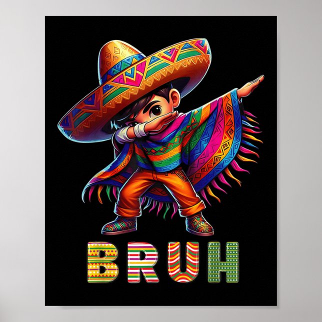 Poster Rapaz Mexicano Dabbing Poncho Cinco De Mayo Funny  (Frente)