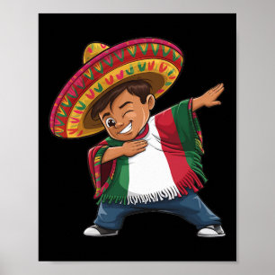 Poster Rapaz Mexicano Dabbing Poncho Fiesta Cinco De Mayo