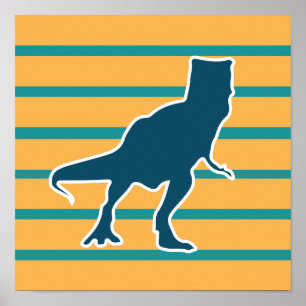 Poster Rapazes coloridos de dinossauros T-rex