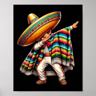 Poster Rapazes Dabbing Poncho Mexicano Cinco De Maio 1
