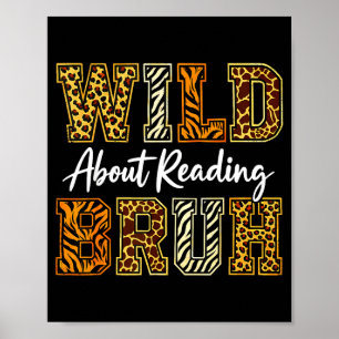 Poster Rapazes divertidos animal selvagem sobre ler livro