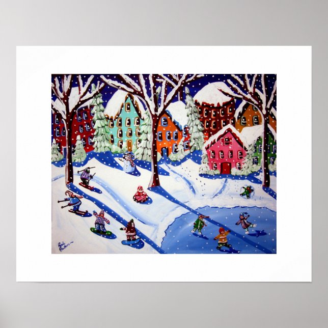 Pôster Rapazes do inverno Arte Folha Skate de Gelo Snowbo (Frente)