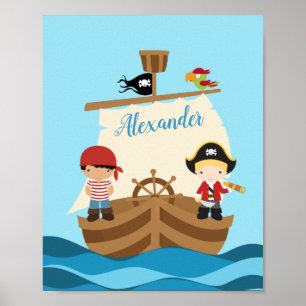 Poster Rapazes Piratas Bonitos e Um Nome Personalizado De