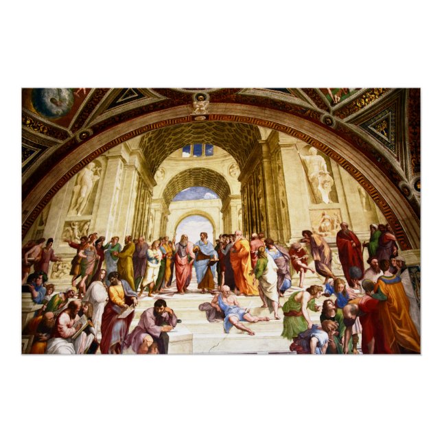 Pôster Raphael, A Escola de Atenas (1509) (Frente)