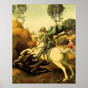 Poster Raphael "St George e o dragão" (cerca de 1505)