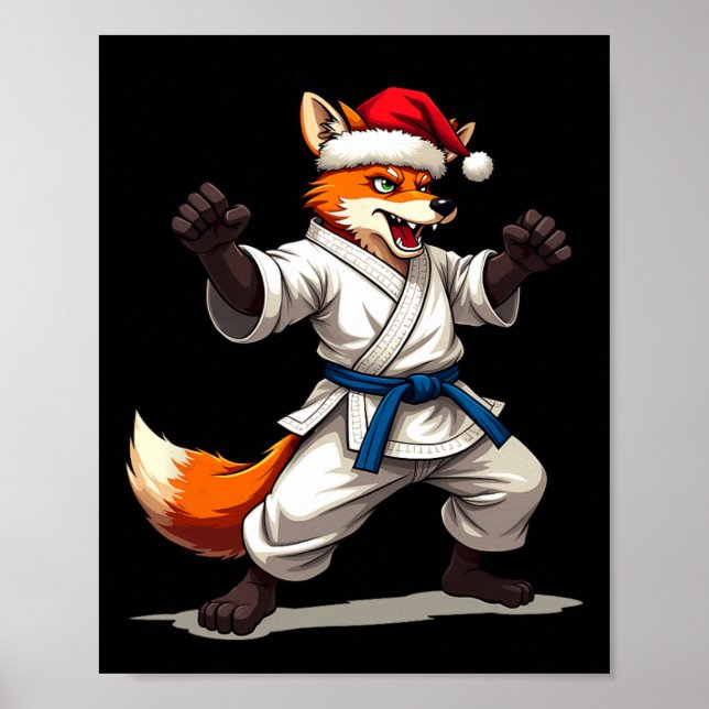 Poster Raposa Animal Engraçada, Uniforme De Karate, Para  (Frente)
