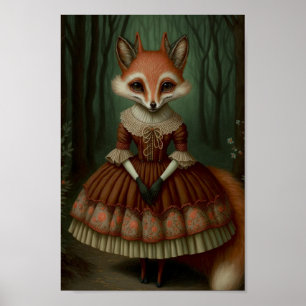 Poster Raposa antropomórfica vestindo um vestido