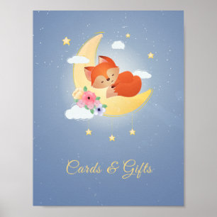 Poster Raposa-branca na lua Cartões e Sinal de presentes