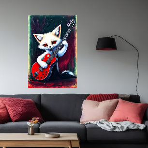 Poster Raposa branca tocando violão Arte AI