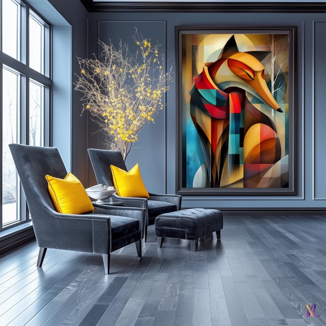 Poster Raposa charmosa - Elegância cubista em um duende d (Criador carregado)