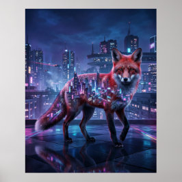 Poster Raposa da Cidade Neon Mirage