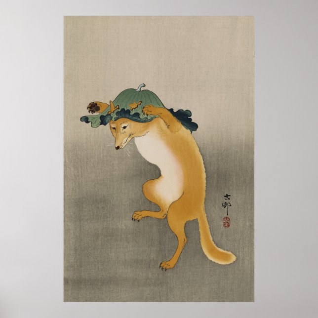 Poster Raposa dançarina de Ohara Koson (Frente)