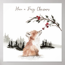 Poster Raposa de Animais de Natal