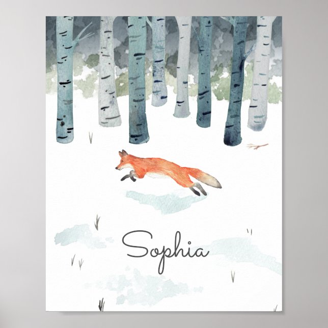 Pôster Raposa de inverno personalizada (Frente)