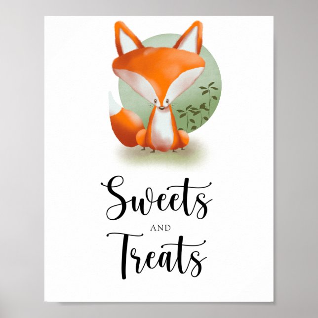 Poster Raposa - doces e guloseimas baby shower (Frente)