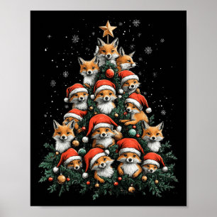 Poster Raposa Engraçada Raposas de Natal Xmas Árvore Rapo