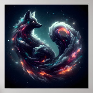 Poster Raposa Espiritual Cósmica Estelar Fantasia Animal