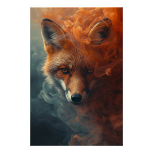 Pôster Raposa Etérea na Fumaça e Névoa – Poster Místico
